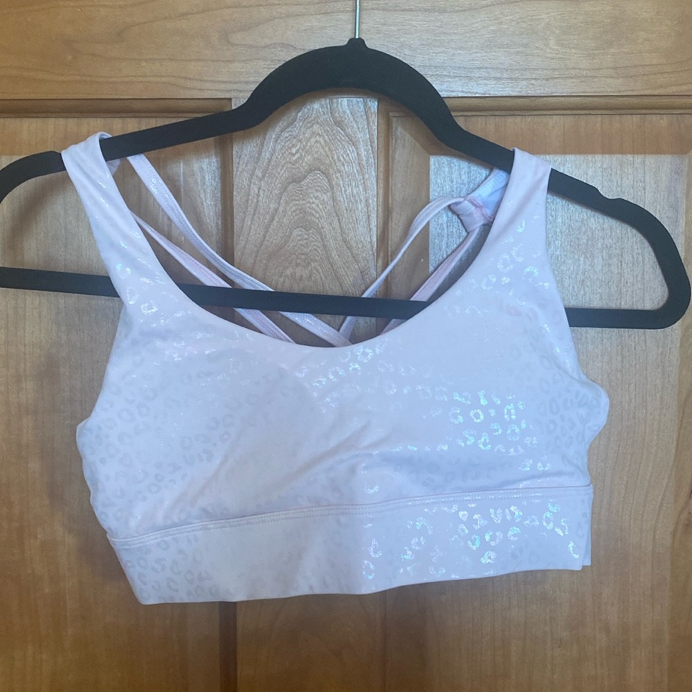 Zyia Size Medium pink and iridescent sports bra